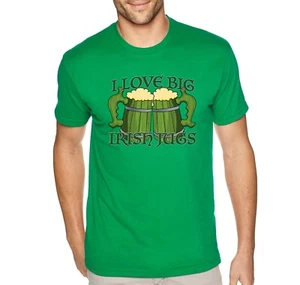 Mens I Love Big Irish Jugs Funny Party Whiskey Beer St. Patrick's Day T-Shirt - Picture 1 of 6