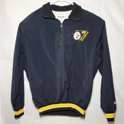 Vintage DeLong AFC Pittsburg Steelers  1/4 Zip Pullover Jacket Made In USA Cover