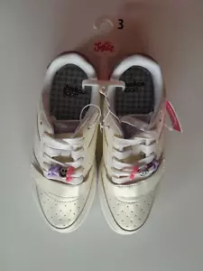 Justice Sport Girls White Beaded Low Top Sneakers Shoes-Size 3 Purple Accents - Picture 1 of 7
