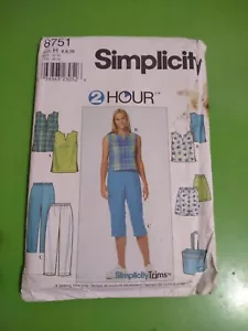 Simplicity 8751 Misses Top,Pants, Shorts &Bag Pattern Sz 6-10 Uncut - Picture 1 of 2