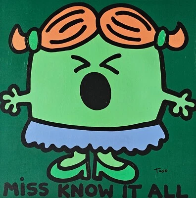 Arte firmado a mano Todd Goldman Miss Know it All 28/41 sobre lienzo pelirroja cabeza roja Foto 1 de 4