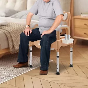 Height Adjustable Bath Seat Bedside Commode Toilet Chair Heavy Duty Adult Senior - Picture 1 of 23