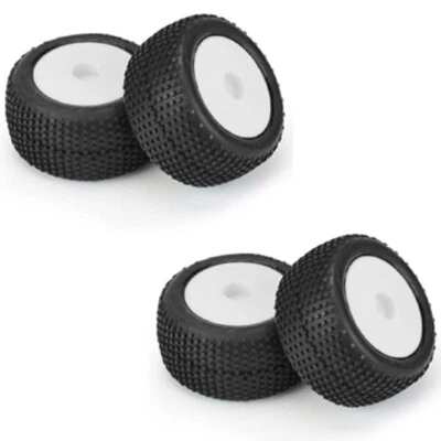 Pro-Line 1/18 Hole Shot Front/Rear Tires Mounted 8mm White Wheels (4) Mini-T - Image 1 of 4