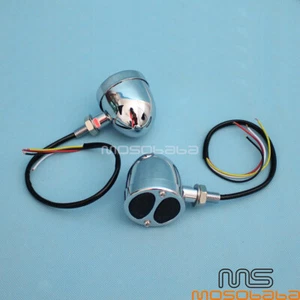 2Pc LED Bullet Running Turn Signal Brake Tail Light For Harley Dyna Bobber Honda - Picture 1 of 9