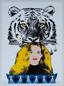 George Rodrigue Blue Dog Tiger Paws White LSU Silkscreen Print Signed Artwork - Picture 1 of 4