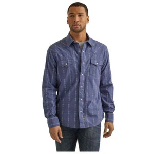 112344560 Camisa a Presión Wrangler Para Hombres Retro Ajuste Moderno Premium L/S - Vintage Índigo - Imagen 1 de 6