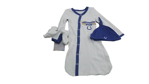 NFL Indianapolis Colts Infant Baby 3 Piece Sleeper Bodysuit Socks & Hat Set New Cover