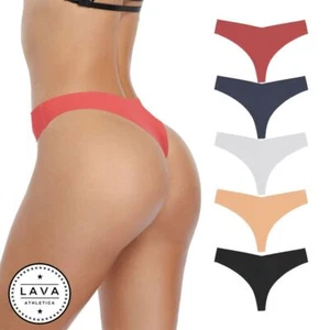 LAVA Womens Nylon Thongs Sexy Underwear Panties Seamless Lingerie Panty Solid - Picture 1 of 17