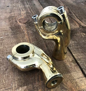 Bobber Chopper Custom Project 1" Handlebar Brass Riser Ribbed Clamp - Picture 1 of 8