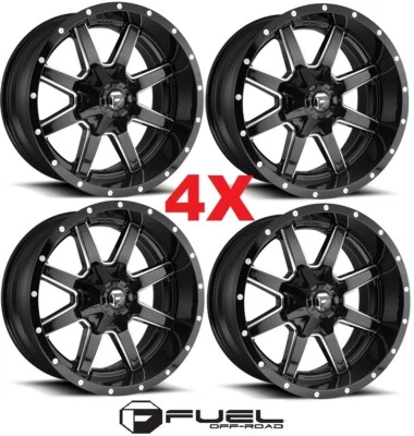 22X12 FUEL WHEEL 22 CHEVROLET SILVERADO 1500 GLOSS BLACK MILLED DEEP LIP - Image 1 of 4