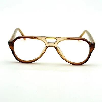 Vintage 60s 70s Boys Childrens Eyeglasses Aviator Frames Retro Clear Brown Ombre - Image 1 of 4