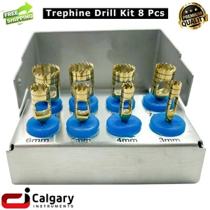 Dental Implant Trephine Drills Gold Color Kit 8 Pcs & Bur Holder Lab Instruments - Bild 1 von 4