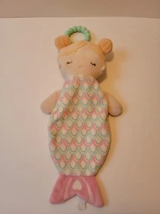 Coperta di sicurezza Douglas bambino rosa sirena Lovey con anello di denti lungo 12" - Foto 1 di 10
