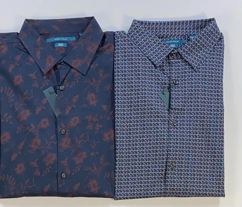 Men's Perry Ellis Big Tall SLIM FIT Stretch Button Front Long Sleeve Shirt 2XLT - Image 1 of 1