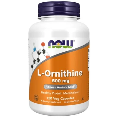AHORA Suplementos, L-Ornitina (L-Clorhidrato de Ornitina) 500 mg, Aminoácido, 120 Foto 1 de 4