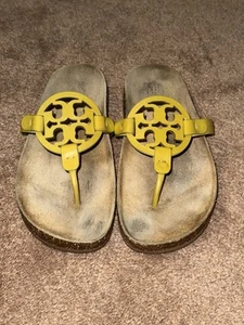 TORY BURCH MILLER CLOUD SANDALE LEDER LEMON LIME/NATURKORK LOGO 7,5 - Bild 1 von 5