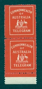 AUSTRALIA COMMONWEALTH OF AUSTRALIA RED TELEGRAM STAMPS PAIR - Picture 1 of 1
