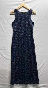 My Michelle Juniors Medium Vintage Navy Blue Velvet Sparkle Maxi Dress 90s Y2K - Picture 1 of 7