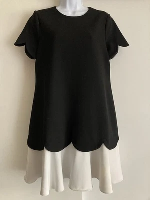 Shoshanna Dania Scalloped Color Block Crepe Shift Dress, Sz 6 *See Description* - Image 1 of 4