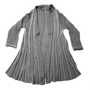 Anthropologie Knitted & Knotted Gray Ribbed Silver Cardigan Sweater Size S Open - Picture 1 of 7