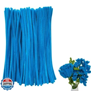 200pcs Blue Pipe Cleaners Bulk Chenille Stems Thick pipecleaners  - Picture 1 of 5