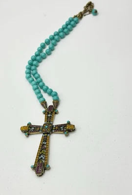 Collar Cruz HEIDI DAUS Multicolor Cristales Turquesa Cuentas Color Foto 1 de 4