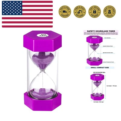 Temporizador de arena temporizador de reloj de arena 60 minutos, reloj de arena púrpura gigante 60 minutos, pl... Foto 1 de 4