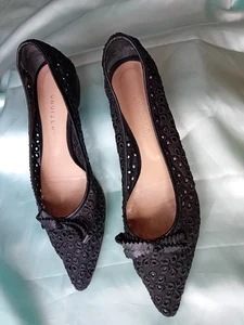 15) Unützer Damen Ballerina schwarze Spitze 38 1/2 - Bild 1 von 6