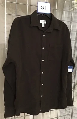 Camisa Arizona Jean Co. Para Hombres Manga Larga Con Botones Java Oscura Talla Pequeña Foto 1 de 4