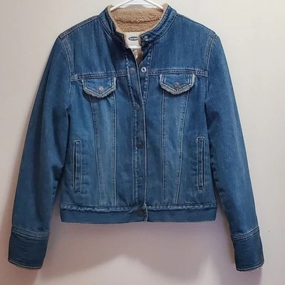 Y2K Old Navy Sherpa Lined Denim Jean Jacket Women’s Small Vintage 2000s Trucker - Image 1 of 4