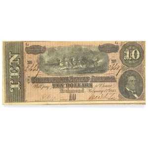 $10 Confederate States of America 1864 FR. CS-68 - Picture 1 of 2