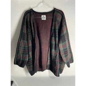 Revolve UNIF Ditch Cardigan Green Red Plaid Oversized Open Front Size XS pockets - Picture 1 of 6