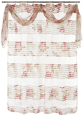 Cortina de Ducha con Bufanda, Colección Madeline, 72" x 72", Beige/Rosa Foto 1 de 4