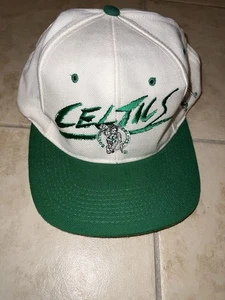 Vintage Boston Celtics Hat AJD Snapback Script White Rare - Picture 1 of 8