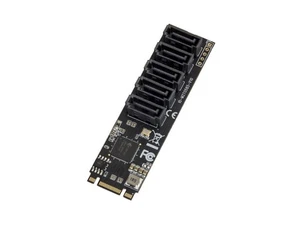 Syba 5 port Non-RAID SATA III 6Gbp/s to M.2 B+M Key Adapter PCI-e 3.0 x2 - Picture 1 of 5