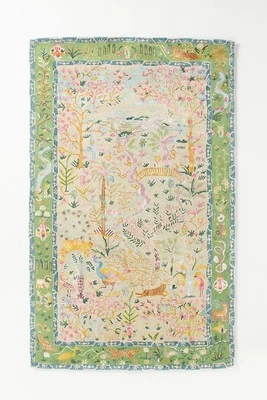 ANTHROPOLOGIE Tales Menagerie Rug Hand Tufted Rug Wool & Silk Area Rug for Bedroom, Livingroom