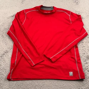 Nike Shirt Mens 2XL Red Pro Combat Fitted Long Sleeve Mock Active Dri Fit - Picture 1 of 12