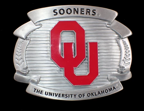 OU LARGE SIZED OKLAHOMA SOONERS BELT BUCKLE SISKIYOU PEWTER NEW Cover