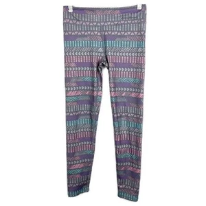 Eddie Bauer Leggings Youth Medium Grey Pink Graphic Print Skinny Pull On Active - Picture 1 of 10