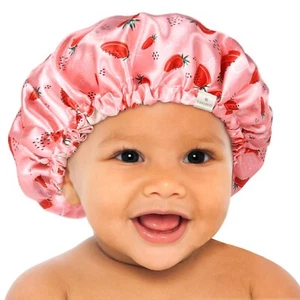 Baby Satin Bonnet Sleep Cap Double Layer Reversible Adjustable Silky 6-36 Month - Picture 1 of 6