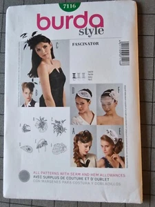 BURDA #7116 - LADIES BEAUTIFUL ( 6 STYLES ) HAT FASCINATORS PATTERN - Picture 1 of 1