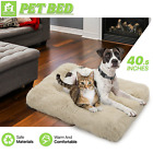 Plush Pet Dog Cat Bed Rectangle Soft Mat Calming Bed Ultra Sleeping Kennel Nest
