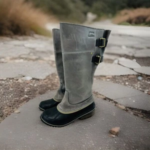 Sorel Slimpack Tall II Riding Snow Boot Womens 8 Leather Upper Waterproof GUC - Picture 1 of 15