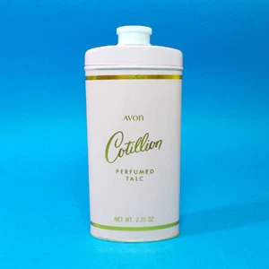 Vtg 70s Avon COTILLION 2.75 oz Perfumed Talc Body Powder Pink Tin Container NOS - Picture 1 of 5