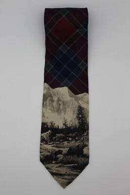 Corbata Estructura, Osos con Montañas, Rojo, Verde, Azul Diseño a Cuadros Corbata Foto 1 de 4