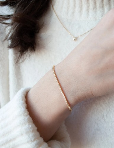 VALENTINO Bracciale Tennis Donna 2 8Ct Taglio Tondo DEVSSI Diamanti Coltivati in Laboratorio Oro Giallo 14K