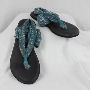 Sanuk Sling Sandals Yoga Flip Flops Blue Teal Sz 10 - Picture 1 of 6