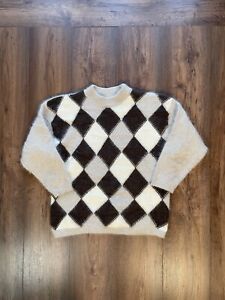 Vintage Rafaella Ladies M Pullover Sweater Rabbit Hair Blend Checkered Medium
