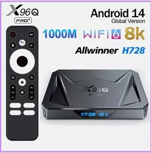 X96Q Pro+ Android 14 TV Box, CPU Octa-Core 4 GB RAM, 32 GB di archiviazione, 4K HD (spina Regno Unito - Foto 1 di 12