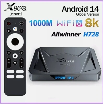 X96Q Pro+ Android 14 TV Box, Octa-Core CPU 4GB RAM, 32GB Storage, 4K HD (UK Plug - Image 1 of 4